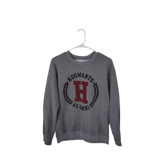 Harry Potter Crewneck Sweatshirt Hogwarts Alumni Gray Medium Academia Streetwear - Picture 9 of 9